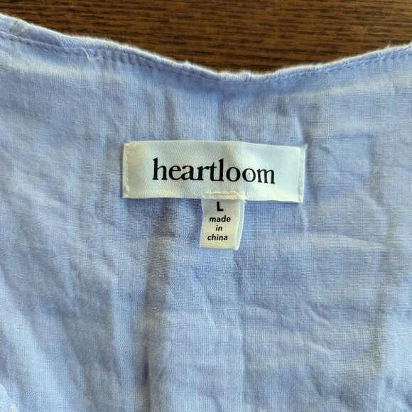 Heartloom Rushed Ruffle Hem Bubble Sleeve Babbydoll Top Blue Womens Size L - Picture 4 of 10